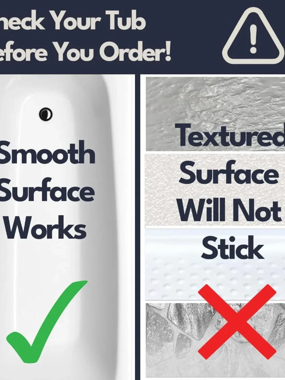 Non-Slip Bathtub Mat 35x16 - Eco-Friendly, Machine Washable, Includes Hooks